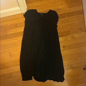 Black Midi Scoop-Neck Short-Sleeve Dress